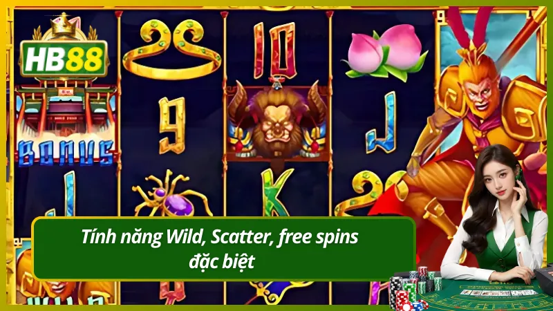Tính năng Wild, Scatter, free spins đặc biệt