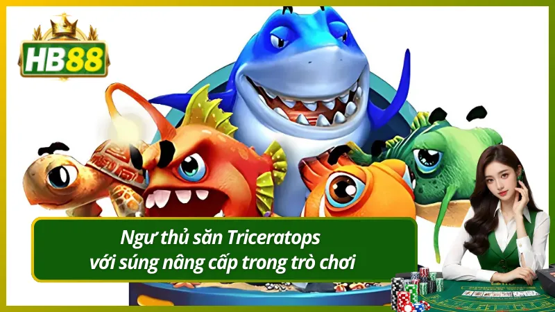Ngư thủ săn Triceratops với súng nâng cấp trong trò chơi