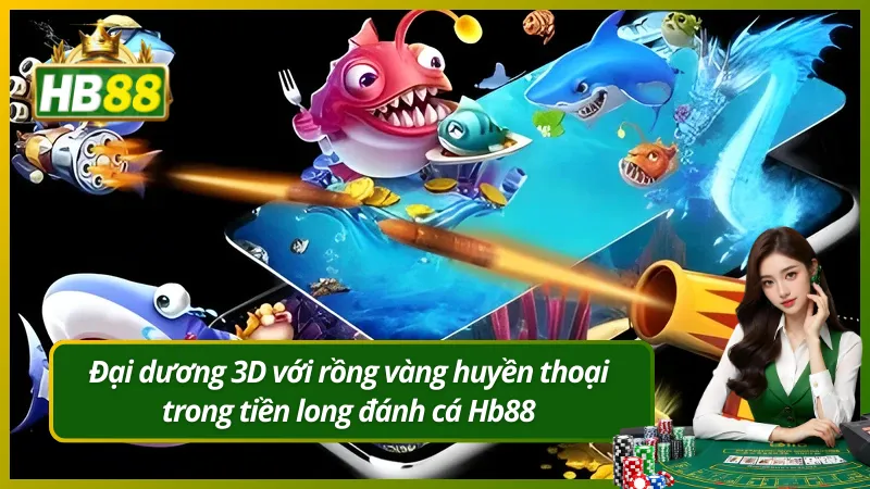 Đại dương 3D với rồng vàng huyền thoại trong tiền long đánh cá Hb88