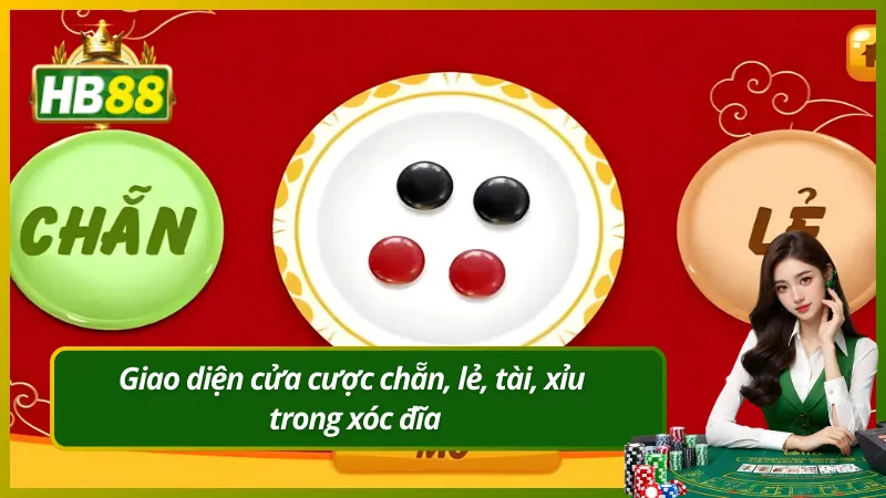 Giao diện cửa cược chẵn, lẻ, tài, xỉu trong xóc đĩa